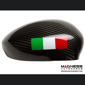 FIAT 500 Mirror Covers - Carbon Fiber - Italian Racing Stripe