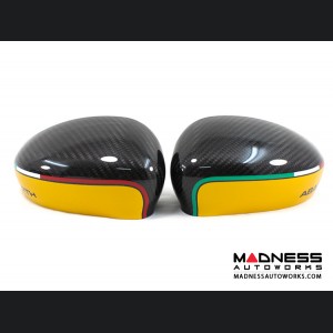 FIAT 500 Mirror Covers - Carbon Fiber - ABARTH/ Yellow Style