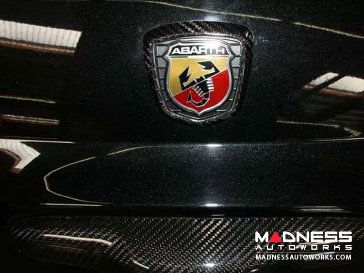 FIAT 500 ABARTH Rear Emblem Trim - Carbon Fiber - Red Stripes