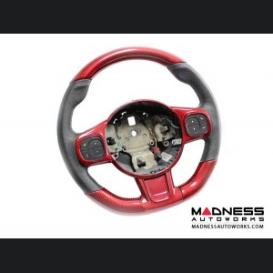 FIAT 500 ABARTH Steering Wheel Sides Cover - Carbon Fiber - Red Candy - 595 Edition