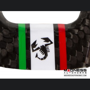 FIAT 500 Steering Wheel Trim Set (3 pieces) - Carbon Fiber Italian Flag w/ Black Scorpion