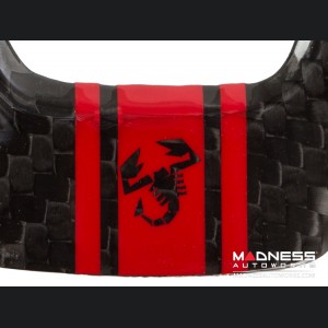 FIAT 500 ABARTH Steering Wheel Trim Set (3 pieces) - Carbon Fiber Red Racing Stripe w/ Black Scorpion