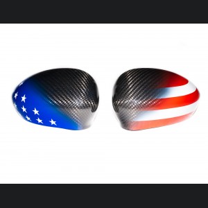 FIAT 500 Mirror Covers - Carbon Fiber - American Flag 