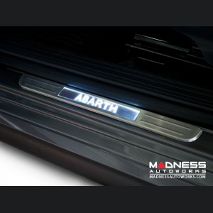 FIAT 500L Door Sills - Wireless LED Lighted - Brushed SS w/ ABARTH Logo