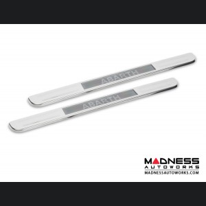 FIAT 500 Door Sills - Wireless LED Lighted - Brushed SS w/ ABARTH Logo