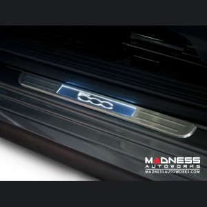 FIAT 500L Door Sills - Wireless LED Lighted - Brushed SS w/ 500 Logo