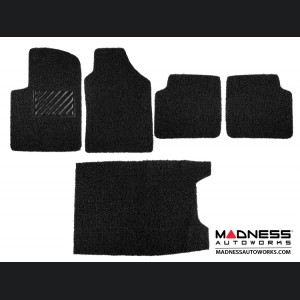 FIAT 500 Floor Mats + Cargo Mat - All Weather Rubber - Coiled PVC - Black