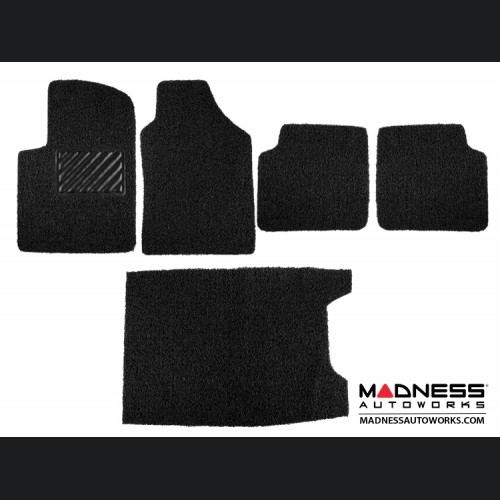 FIAT 500 Floor Mats + Cargo Mat - All Weather Rubber - Coiled PVC - Black
