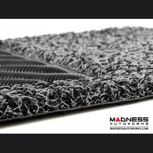 FIAT 500 Floor Mats + Cargo Mat - All Weather - Rubber Woven Carpet - Black + Grey