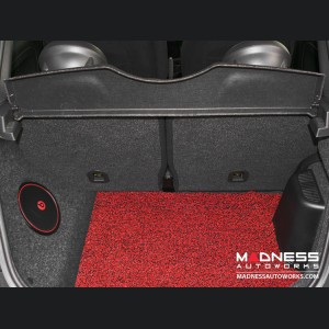 FIAT 500 Cargo Mat - All Weather - Rubber Woven Carpet - Red + Black - w/ Beats Sound System
