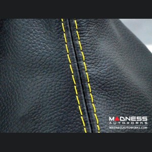 FIAT 500 Gear Shift Boot - Black Leather w/ Yellow Stitching