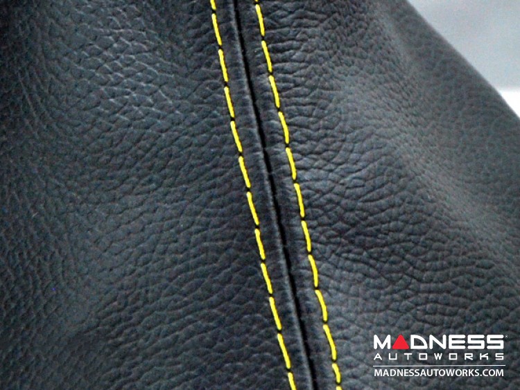 FIAT 500 Gear Shift Boot - Black Leather w/ Yellow Stitching