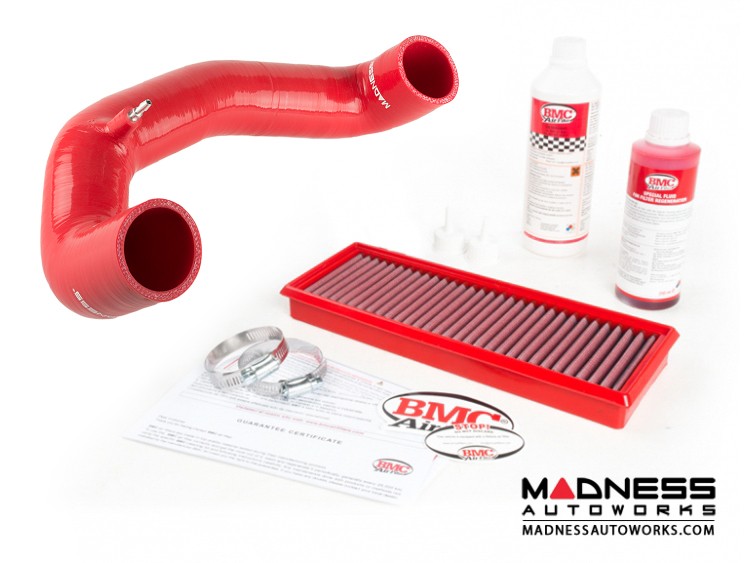 FIAT 500 Air Filter Housing Upgrade Kit - 1.4L Multi Air Turbo Engine - Red Silicone w/ BMC Filter - (2015 - on model)