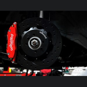 FIAT 500 Brake Conversion Kit - Wilwood Dynapro 6 Piston Front Brake Kit (Red Powder Coat Calipers / SRP Drilled & Slotted Rotors)