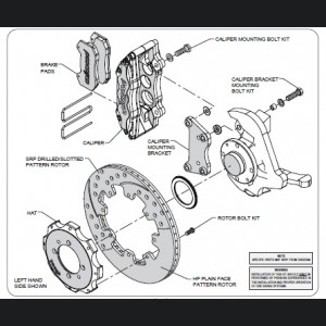 FIAT 500 Brake Conversion Kit - Wilwood Dynapro 6 Piston Front Brake Kit (Black Powder Coat Calipers / SRP Drilled & Slotted Rotors)