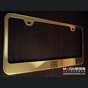 License Plate Frame - Standard - Satin Stainless Steel w/ FIAT Logo
