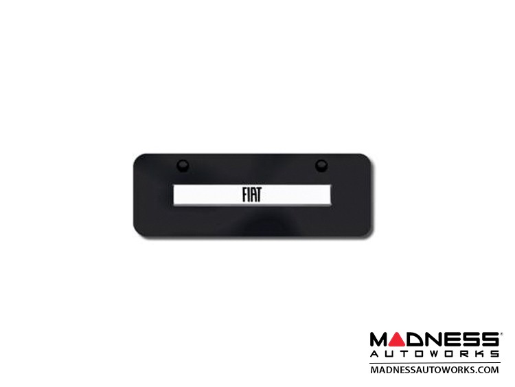 License Plate - Mini - Black Steel Plate w/ FIAT Logo
