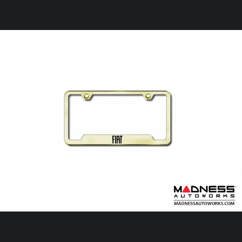 FIAT 500 License Plate Frame (w/ Cut Outs for Tags) - Polished Stainless Steel w/ FIAT Logo