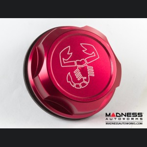 FIAT 124 Oil Cap - Red Anodized Billet w/ Scorpion Logo