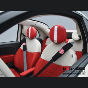 FIAT 500 Headrest Covers - Red/ White Tuxedo - Rear Set 
