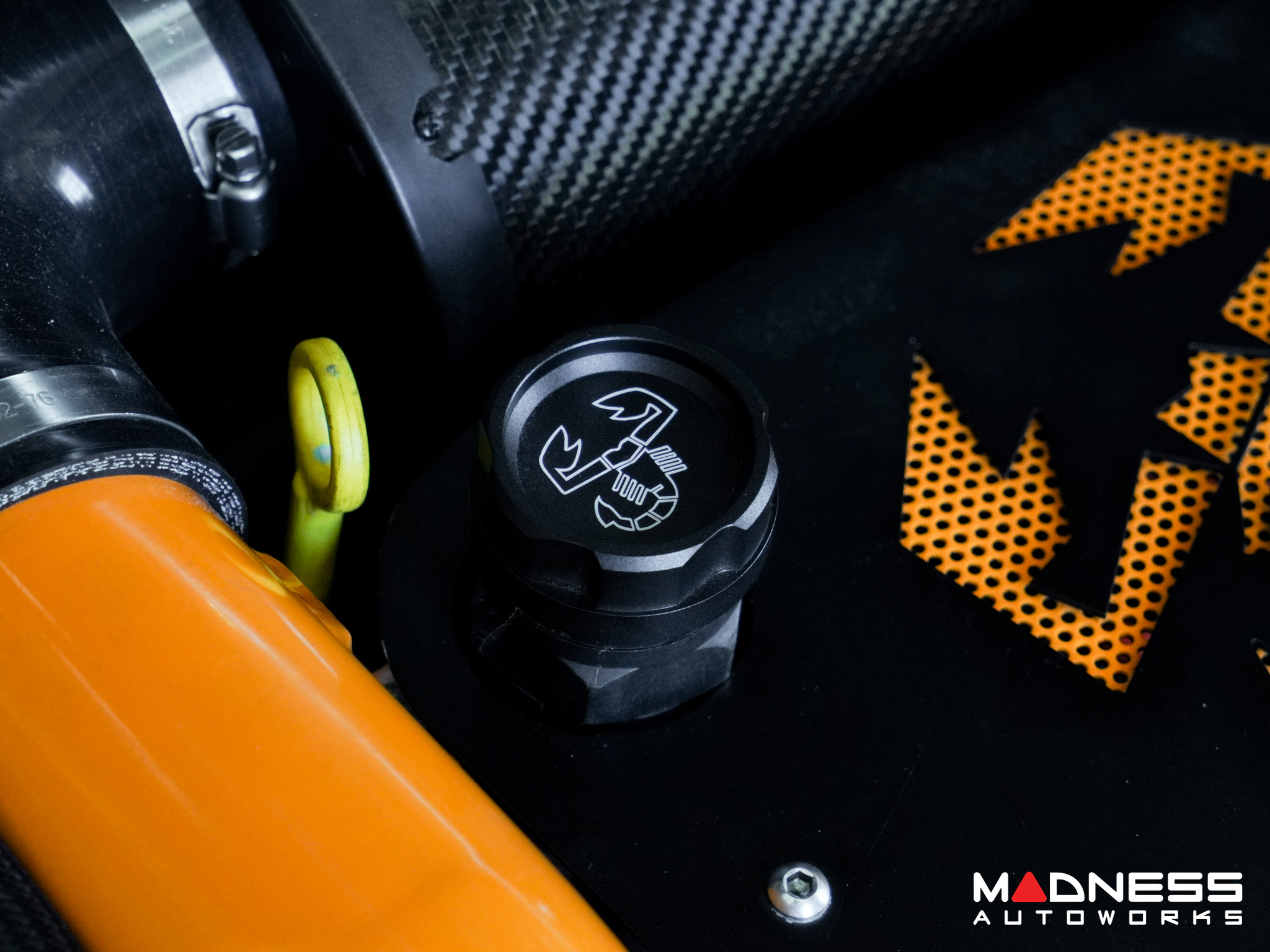 FIAT 500 Oil Cap - CFP - Black Anodized Billet - w/ Scorpion Logo ...