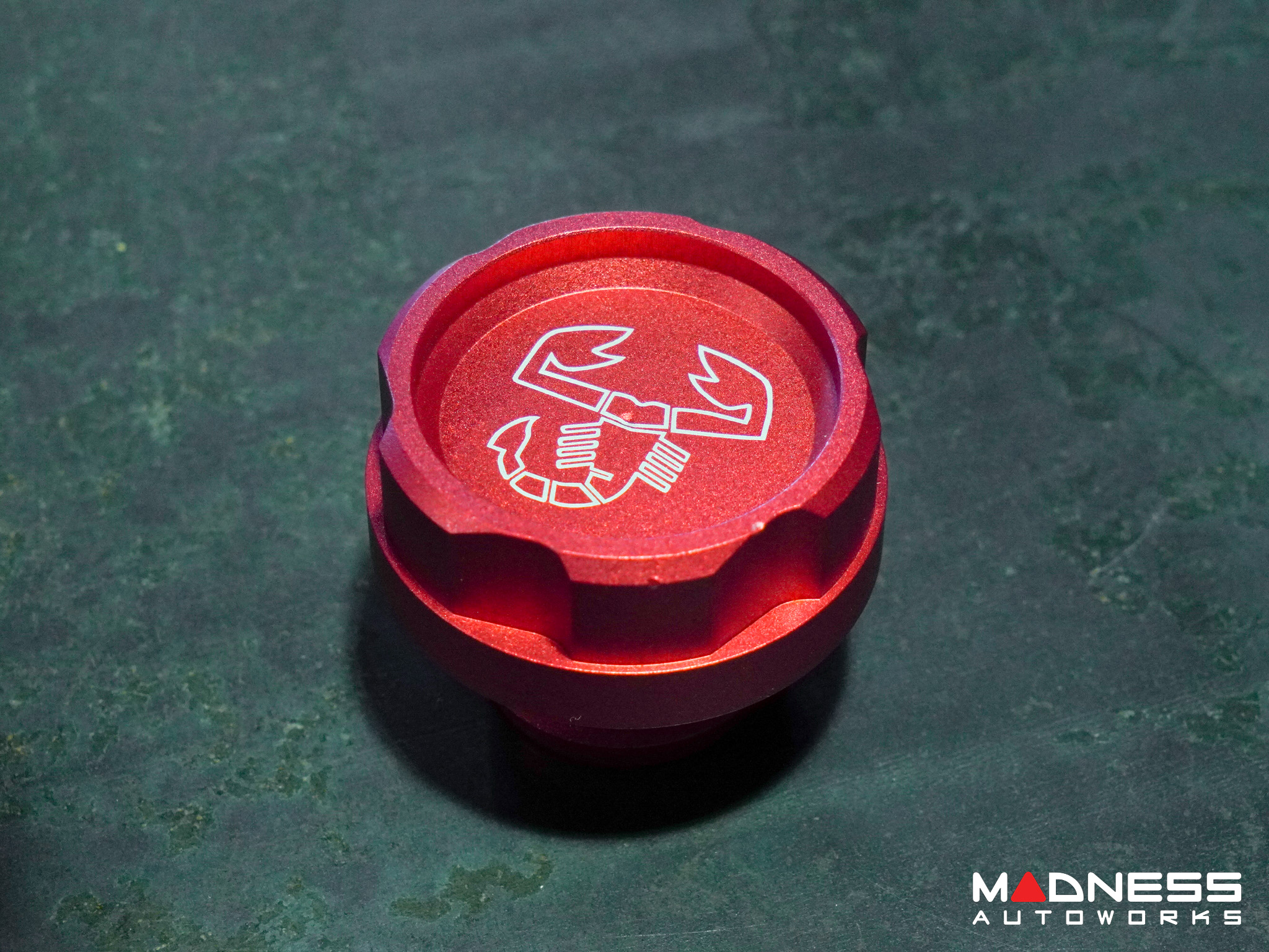 FIAT 500 Oil Cap - CFP - Red Anodized Billet - w/ Scorpion Logo, MAD90 ...
