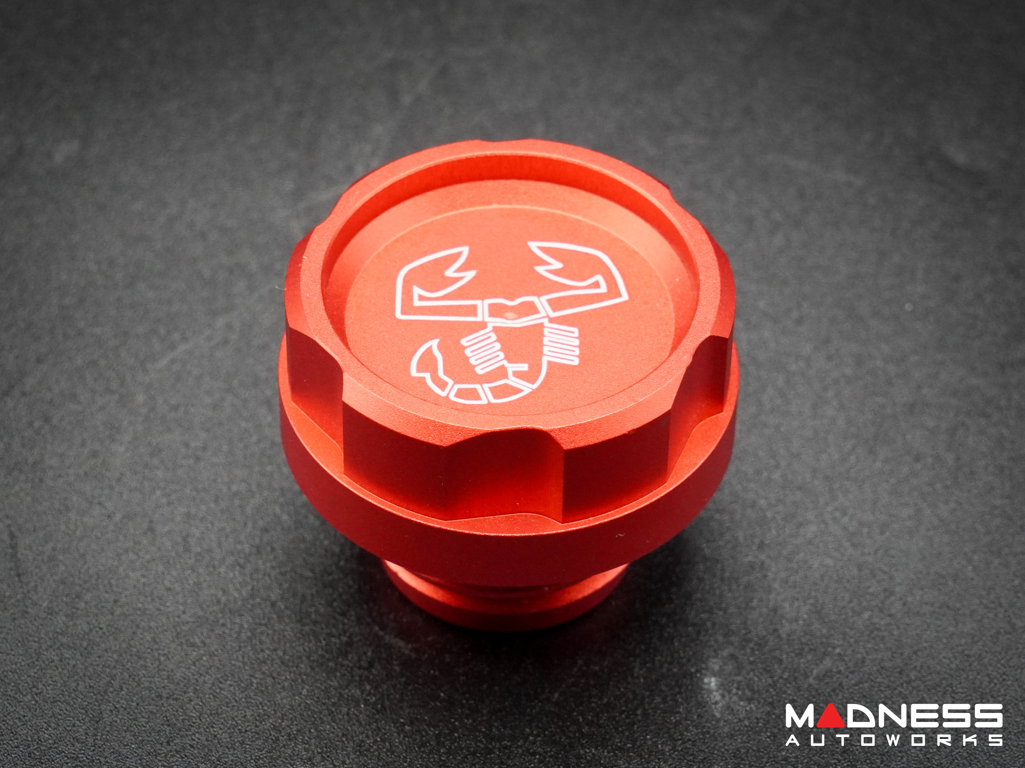 FIAT 500 Oil Cap - CFP - Red Anodized Billet - w/ Scorpion Logo, MAD90 ...