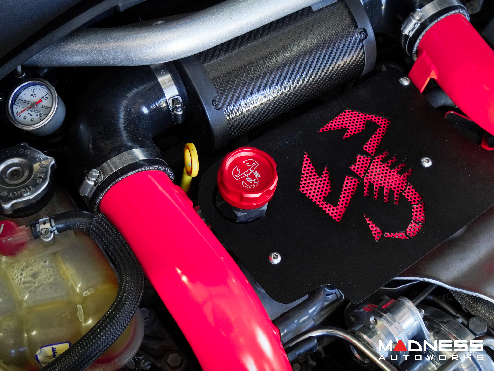 FIAT 500 Oil Cap - CFP - Red Anodized Billet - w/ Scorpion Logo, MAD90 ...