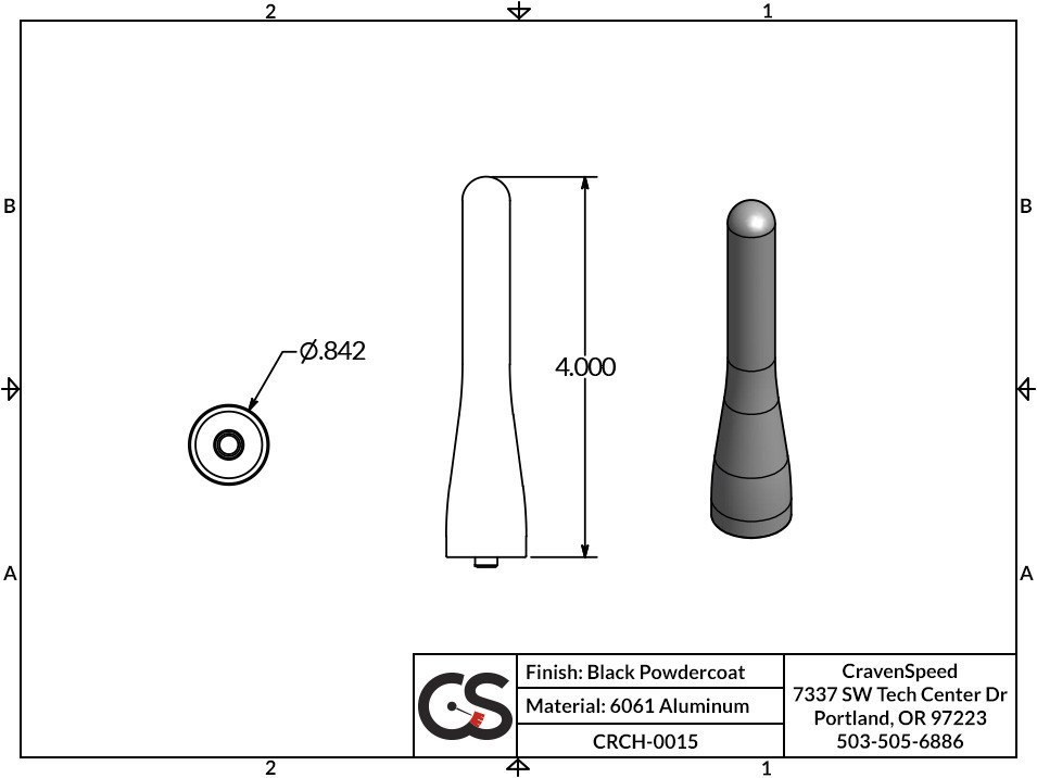 FIAT 500 Round Base Black Stubby Antenna (2012-2019) 
