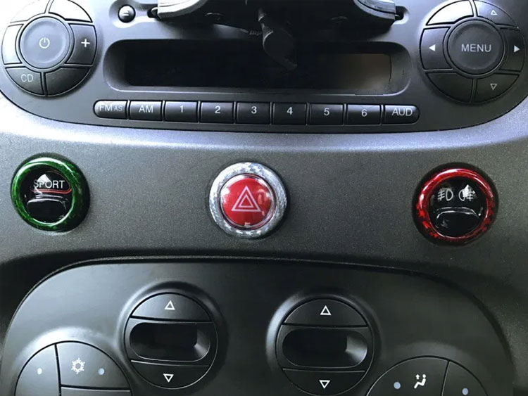 FIAT 500 Dashboard Button Trim Kit - Carbon Fiber - Italian Style 