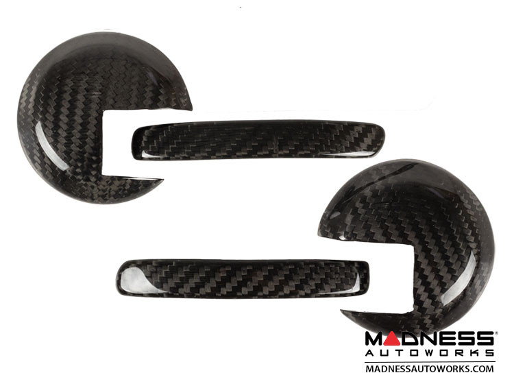 Door Handle Covers for Abarth / Fiat 500 / 595 / 695 Comp Genuine Carbon  Gloss Black Plastic Accessories 