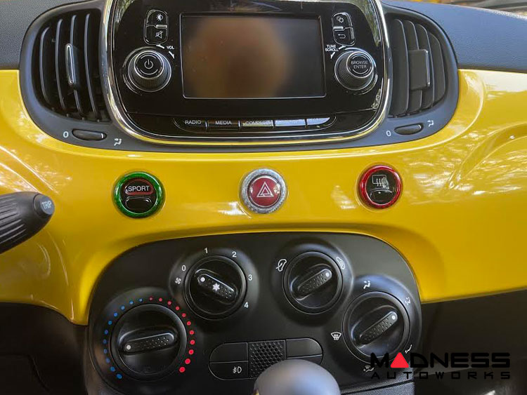FIAT 500 Dashboard Button Trim Kit - Carbon Fiber - Italian Style 