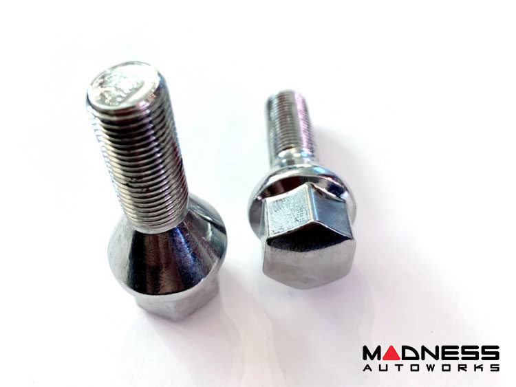Set Of 16 Wheel Lug Bolts For Fiat 500 (2007+) Alloy Wheels - M12x1.25, 17mm Silver