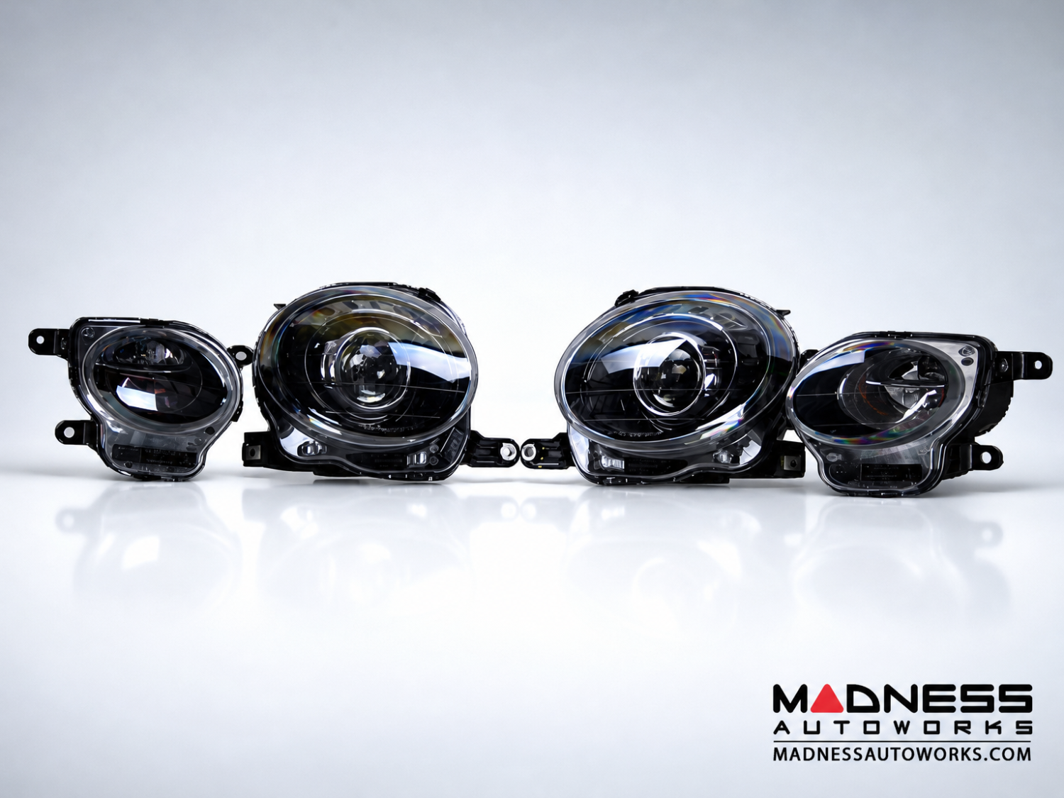 FIAT 500 Headlight & Driving Light Set - Blacked Out Look (2 pairs) - ABARTH / Turbo Models