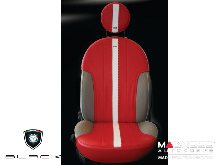 FIAT 500 Seat Covers - Front Seat Covers - Leather - Tuxedo Red
