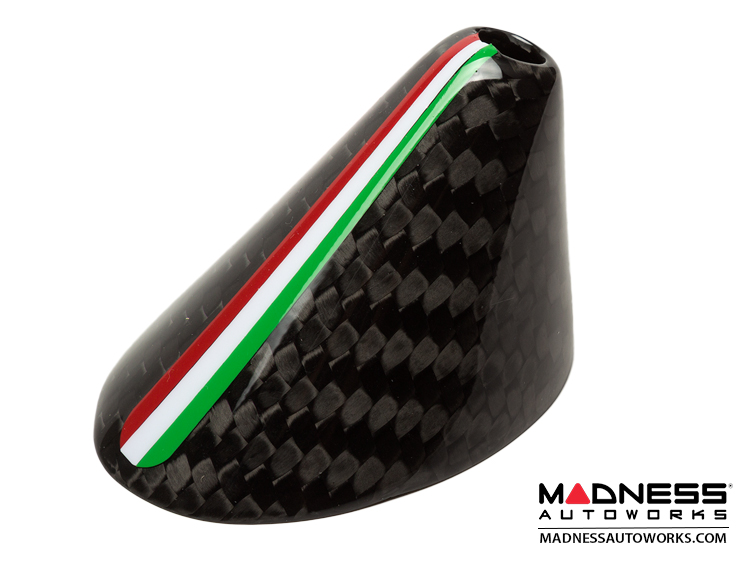 FIAT 500 Antenna Base Cover - Carbon Fiber - Italian Flag Racing Stripe -  EU Model