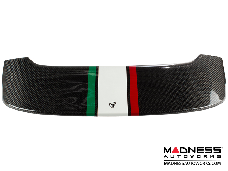 FIAT 500 Roof Spoiler - Carbon Fiber - Italian Racing Stripe w/ Black Scorpion 