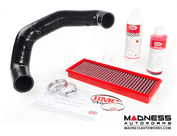 FIAT 500 Air Filter Housing Upgrade Kit - 1.4L Multi Air Turbo Engine - Black Silicone w/ BMC Filter (2015 - on models)