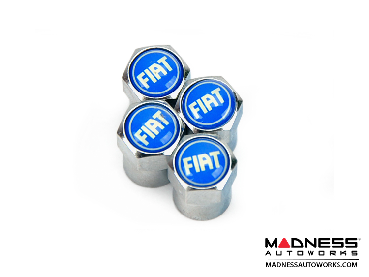 Valve Caps - set of 4 - Blue FIAT Logo - v1